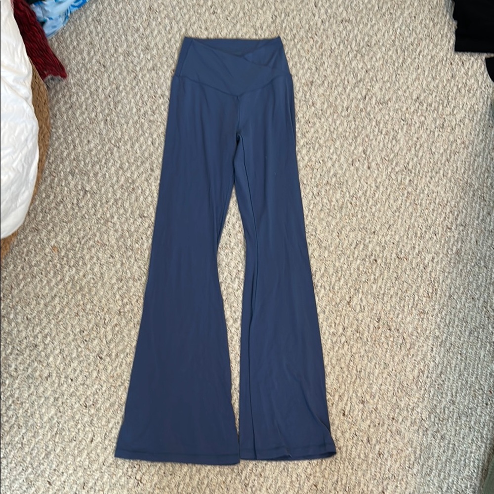 Aerie Blue Flare Pants High-Waisted Stretch